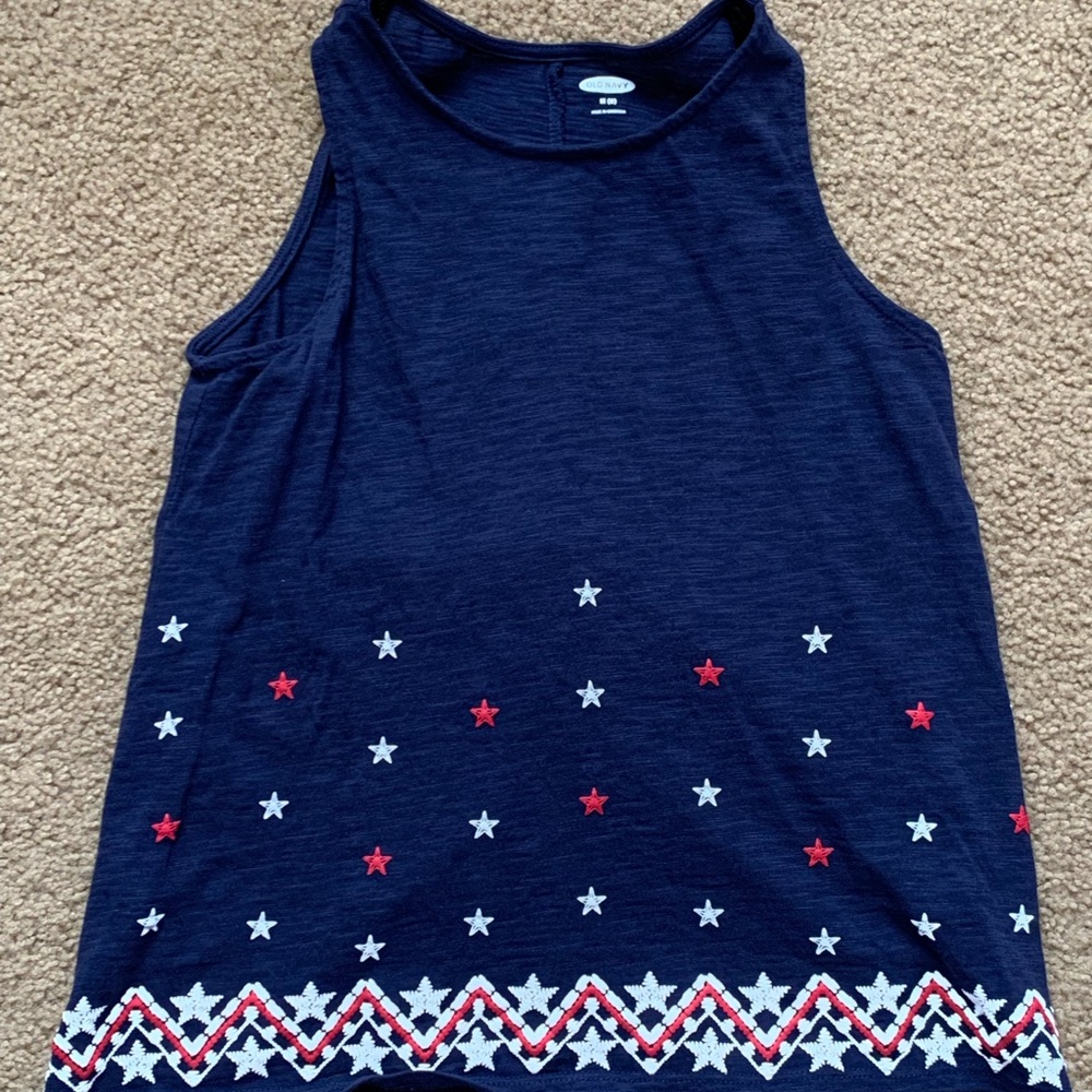 Girls Old Navy red, White, and blue tank, size 8